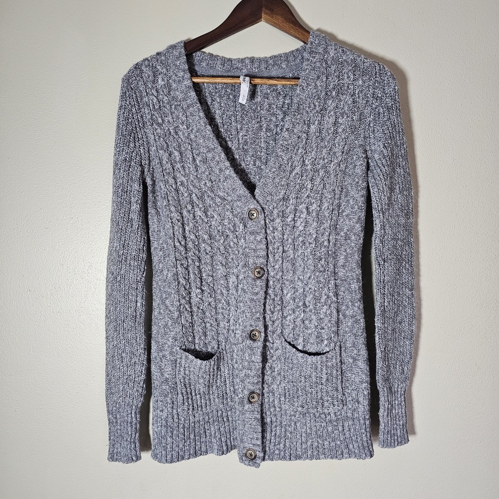 Aeropostale Sweater Womens M Cable Knit  Cardigan Button Front Cozy Preppy‎